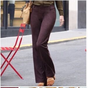 Betabrand Brown Faux Suede Dress Pant Yoga Pants Straight-Leg 2X Long